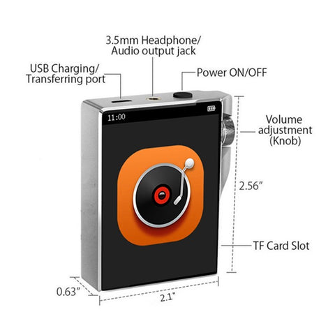 YOPHOON Q3 HiFi DSD Lossless Decoding MP3 Music Player Bluetooth-compatible 2.4-inch Touch Screen Portable Walkman