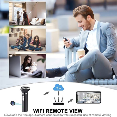 Multi-function Shaver HD 1080P Motion Detection WiFi Camera with 64GB Memory Card