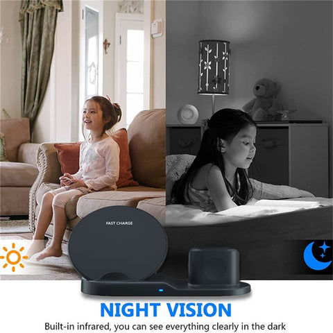 Multifunctional Mobile Phone Wireless Charger 1080P HD Motion Detection Camera for Home Security