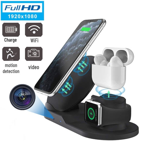 Multifunctional Mobile Phone Wireless Charger 1080P HD Motion Detection Camera for Home Security