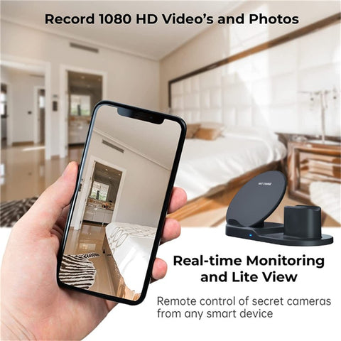 Multifunctional Mobile Phone Wireless Charger 1080P HD Motion Detection Camera for Home Security
