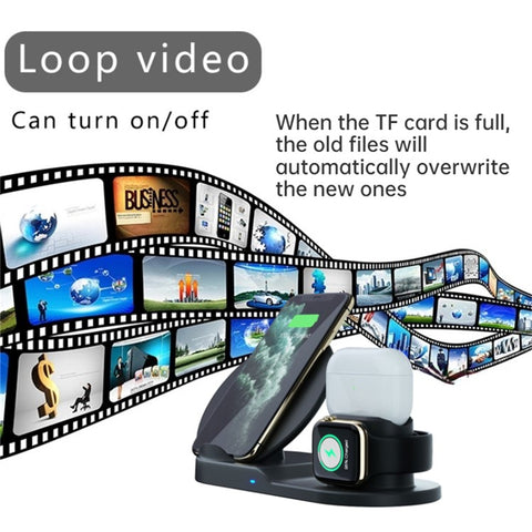 Multifunctional Mobile Phone Wireless Charger 1080P HD Motion Detection Camera for Home Security