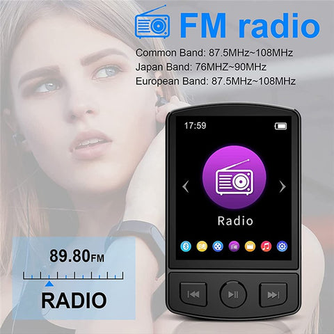 MP3-07 16GB Portable Bluetooth-compatible MP3 Music Video Player Voice Recording FM Radio MP4 Player