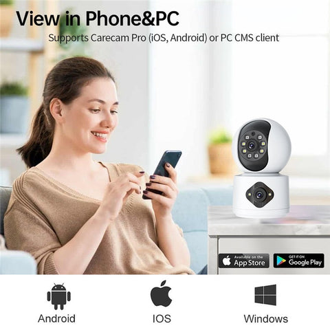 Dual Image WiFi Camera HD Smart Home Security Monitor Night Vision Surveillance Camera (No Memory Card)