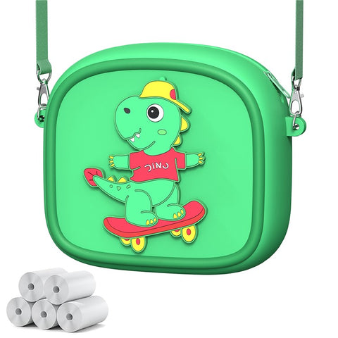 Cute Cartoon Animal Design Children Camera Carrying Case Silicone Shoulder Bag with 5 Rolls Thermal Paper