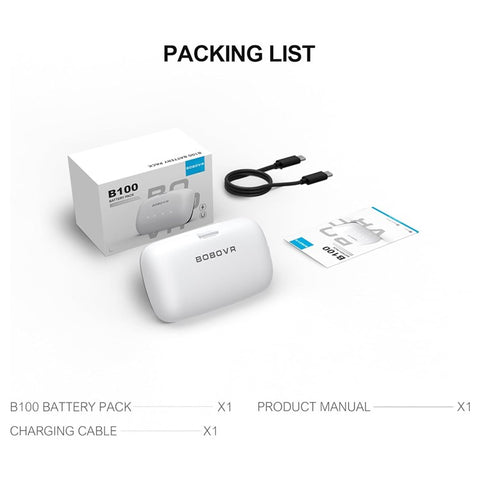 BOBOVR B100 10000mAh Battery Pack for BOBOVR S3 Pro VR Head Strap Replacement Hot-Swap Battery Accessories