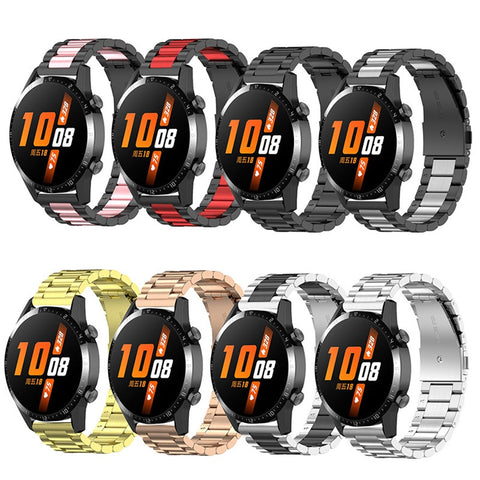 22mm 3-bead Stainless Steel Smart Watch Band Smart Bracelet Strap for Huawei Watch GT 4 46mm / Watch 4 Pro / Watch 4 / GT 3 46mm / GT Runner / Garmin Forerunner 255 / Forerunner 265 / Forerunner 265 Music /  Honor Watch GS 3i