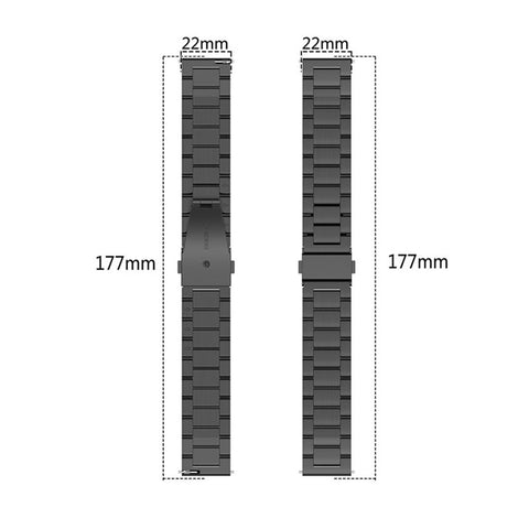 22mm 3-bead Stainless Steel Smart Watch Band Smart Bracelet Strap for Huawei Watch GT 4 46mm / Watch 4 Pro / Watch 4 / GT 3 46mm / GT Runner / Garmin Forerunner 255 / Forerunner 265 / Forerunner 265 Music /  Honor Watch GS 3i