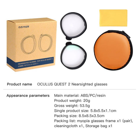 QISYKER 1 Pair Short-sighted Eyeglass Myopia Lens for Oculus Quest 2, Anti Blue Light/0-500 Degrees Myopia/50-200 Degrees Astigmatism/1.56 Lens