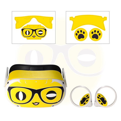 QISYKER For Oculus Quest 2 VR Glasses Cartoon PVC Protective Decals Decoration Sticker