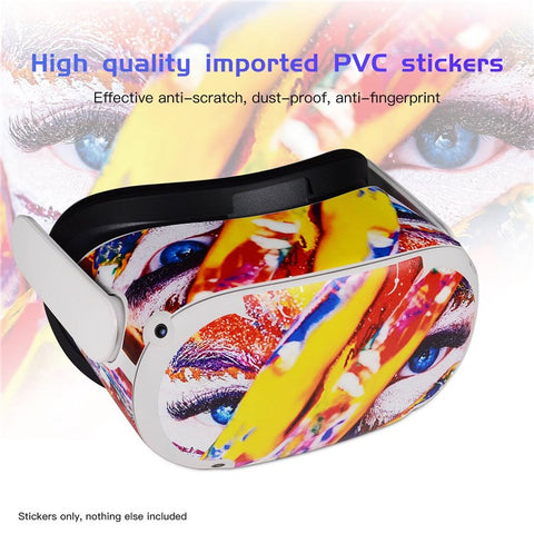QISYKER For Oculus Quest 2 VR Glasses Cartoon PVC Protective Decals Decoration Sticker