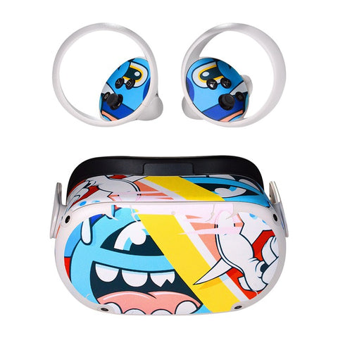 QISYKER For Oculus Quest 2 VR Glasses Cartoon PVC Protective Decals Decoration Sticker