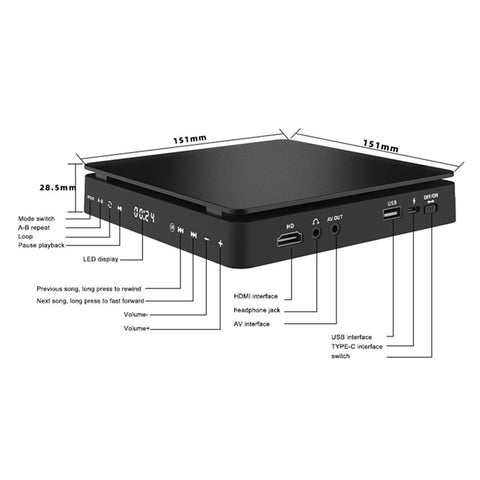 KECAG KC-708 DVD Player Touch Operation Mini CD VCD Player with Remote Control for Home Smart TV