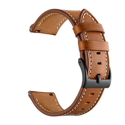 20mm Top-layer Genuine Leather Watch Strap Replacement for Garmin Vivoactive 3/Vivomove HR