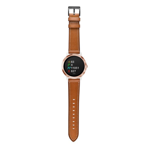 20mm Top-layer Genuine Leather Watch Strap Replacement for Garmin Vivoactive 3/Vivomove HR