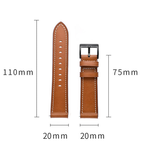 20mm Top-layer Genuine Leather Watch Strap Replacement for Garmin Vivoactive 3/Vivomove HR