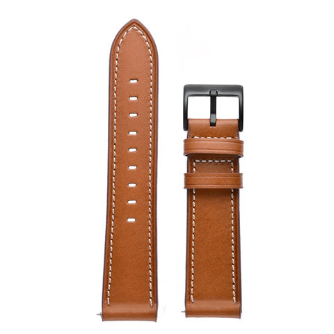 20mm Top-layer Genuine Leather Watch Strap Replacement for Garmin Vivoactive 3/Vivomove HR