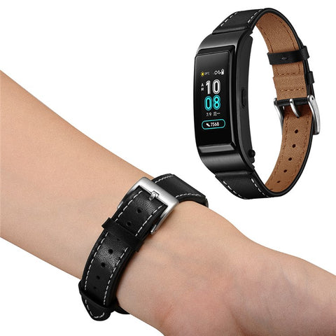 Smart Watch Band for Huawei Talkband B5 / B3 Active / B2 Active Genuine Cow Leather 18mm Pointed Head Strap
