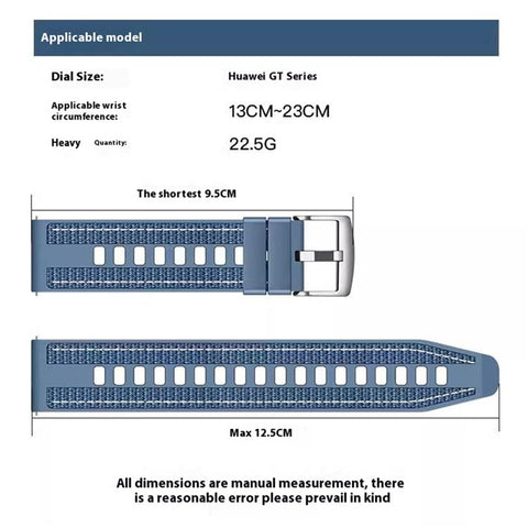 22mm Nylon Silicone Watch Band For Huawei Watch GT 5 Pro 46mm  /  GT 5 46mm  /  GT 4 46mm  /  GT 3 Pro 46mm  /  GT 3 46mm Replacement Strap
