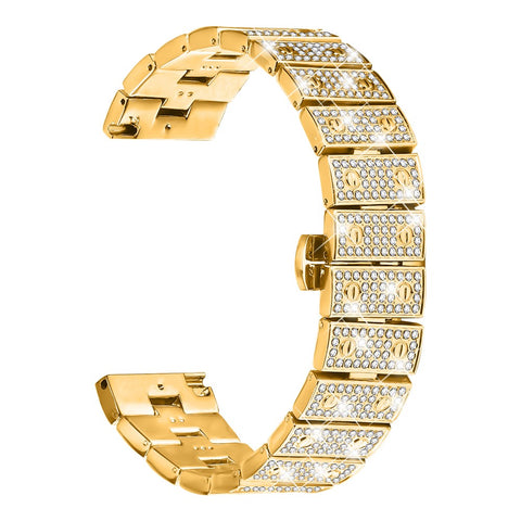 For Huawei Watch GT 3 46mm Watch Band Alloy Metal Rhinestones Decor Strap with Butterfly Clasp