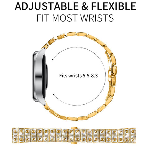 For Huawei Watch GT 3 46mm Watch Band Alloy Metal Rhinestones Decor Strap with Butterfly Clasp
