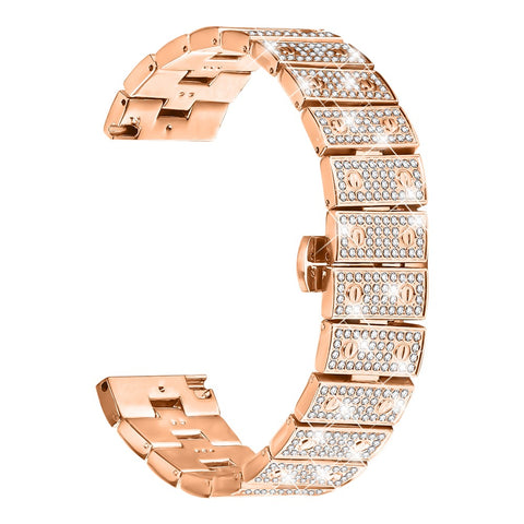 For Huawei Watch GT 3 46mm Watch Band Alloy Metal Rhinestones Decor Strap with Butterfly Clasp