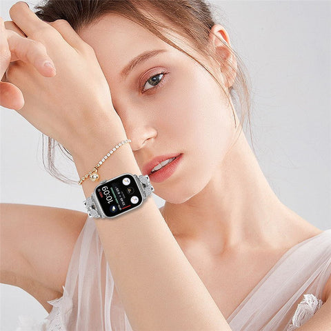 For Huawei Watch GT 4 46mm Band Butterfly Rhinestones Decor Silver Alloy Metal Watch Strap