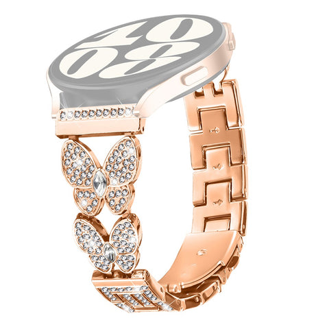 For Huawei Watch 3 / Watch 3 Pro Band Butterfly Rhinestones Decor Alloy Metal Watch Strap