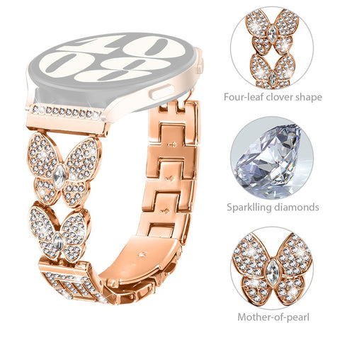 For Huawei Watch 3 / Watch 3 Pro Band Butterfly Rhinestones Decor Alloy Metal Watch Strap
