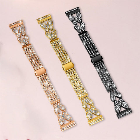 For Huawei Watch 3 / Watch 3 Pro Band Butterfly Rhinestones Decor Alloy Metal Watch Strap