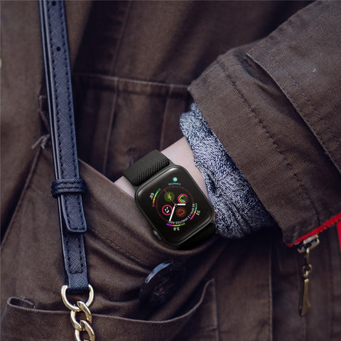 Adjustable Braided Polyester Nylon Watch Band Strap for Apple Watch Ultra 3 2 1 49mm / Series 11 10 46mm / 9 8 7 45mm / SE3 SE2 SE 6 5 4 44mm / 3 2 1 42mm
