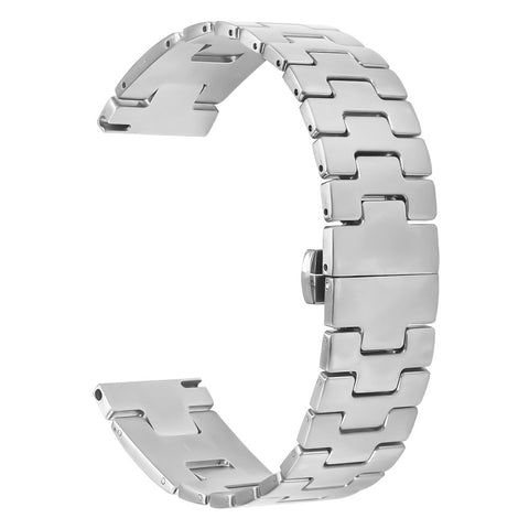 For Huawei Watch GT 4 46mm Replacement Strap H-Type Butterfly Clasp Stainless Steel Watch Band Silver