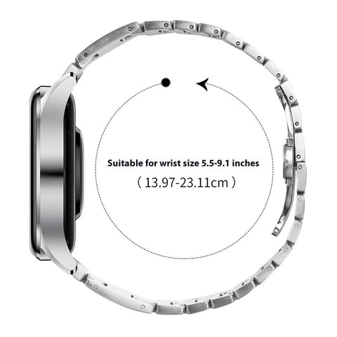 For Huawei Watch GT 4 46mm Replacement Strap H-Type Butterfly Clasp Stainless Steel Watch Band Silver