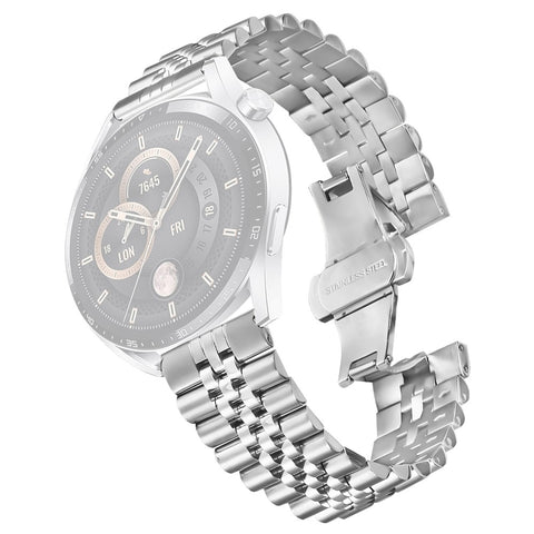 For Huawei Watch 3 Pro / 3 Watch Strap 5-Bead Stainless Steel Butterfly Clasp Wrist Band