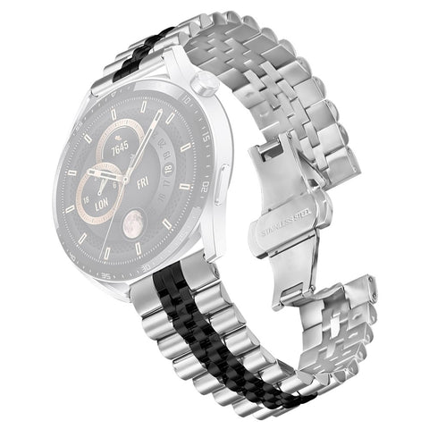 For Huawei Watch 3 Pro / Watch 3 Wrist Band 5-Bead Stainless Steel Butterfly Clasp Watch Strap