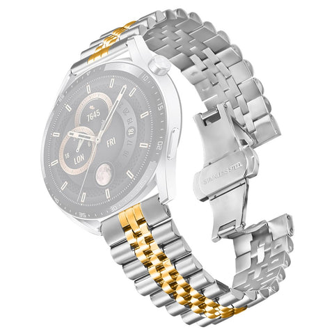 For Huawei Watch 3 Pro / Watch 3 Wrist Band 5-Bead Stainless Steel Butterfly Clasp Watch Strap