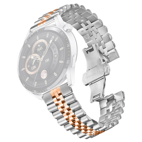 For Huawei Watch 3 Pro / Watch 3 Wrist Band 5-Bead Stainless Steel Butterfly Clasp Watch Strap