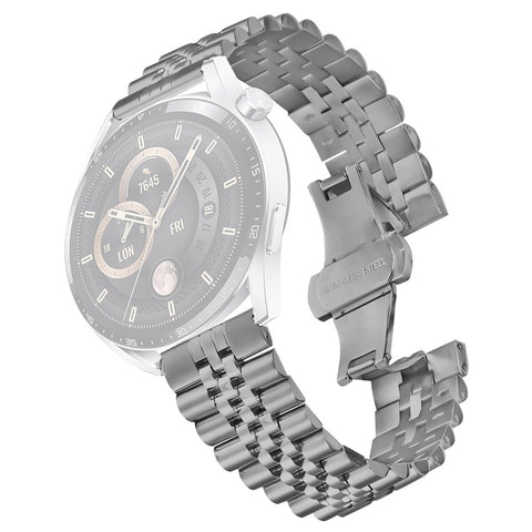 For Huawei Watch 3 Pro / Watch 3 Wrist Band 5-Bead Stainless Steel Butterfly Clasp Watch Strap