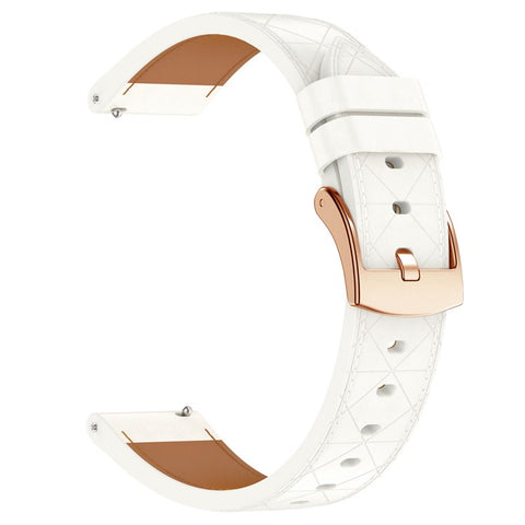 Watch Band for Garmin Venu 3S / 2S / Forerunner 265S / 255S Genuine Cow Leather Strap with Rose Gold Buckle