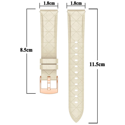 Watch Band for Garmin Venu 3S / 2S / Forerunner 265S / 255S Genuine Cow Leather Strap with Rose Gold Buckle
