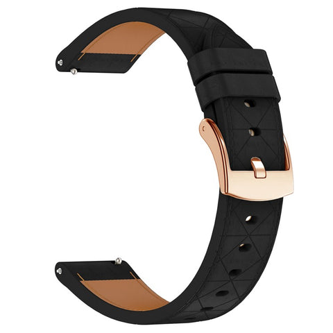 Watch Band for Garmin Venu 3S / 2S / Forerunner 265S / 255S Genuine Cow Leather Strap with Rose Gold Buckle