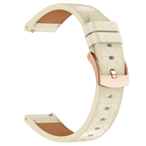 Watch Band for Garmin Venu 3S / 2S / Forerunner 265S / 255S Genuine Cow Leather Strap with Rose Gold Buckle