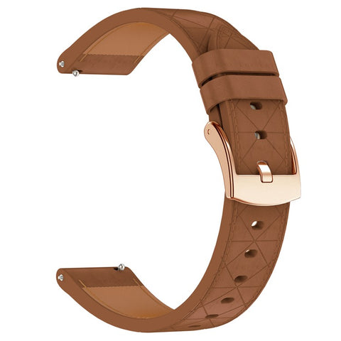 Watch Band for Garmin Venu 3S / 2S / Forerunner 265S / 255S Genuine Cow Leather Strap with Rose Gold Buckle