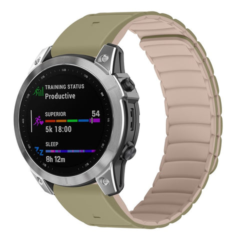 26mm Wrist Band for Garmin Fenix 8 51mm / Enduro 3 / Enduro 2 Universal Two-Color Magnetic Silicone Watch Strap