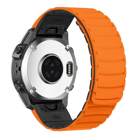 For Garmin Fenix 8 47mm / Fenix E 47mm Wrist Band 22mm Universal Quick Release Two-color Magnetic Silicone Watch Strap