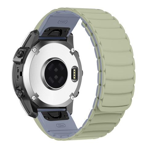 For Garmin Fenix 8 47mm / Fenix E 47mm Wrist Band 22mm Universal Quick Release Two-color Magnetic Silicone Watch Strap