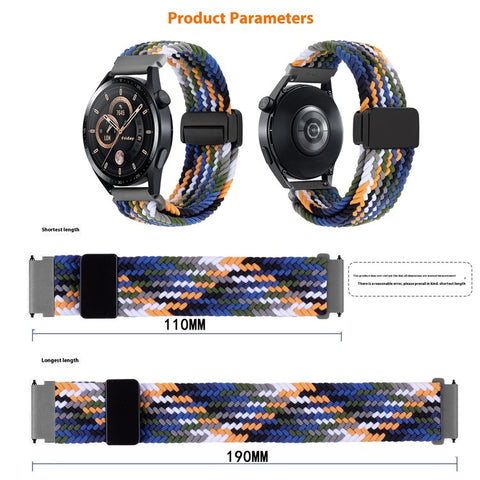 22mm Universal Wrist Strap Magnetic Buckle Nylon Braided Smart Watch Band