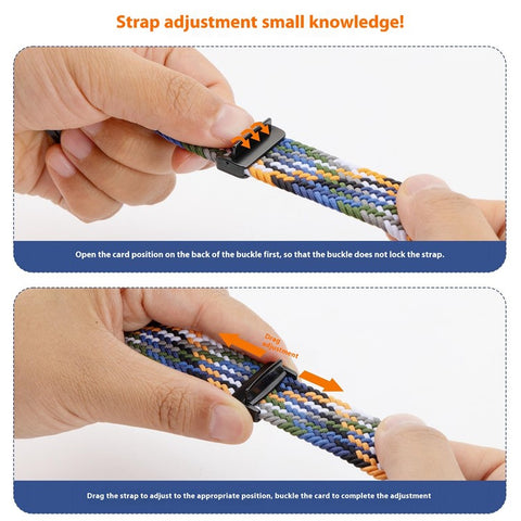 22mm Universal Wrist Strap Magnetic Buckle Nylon Braided Smart Watch Band