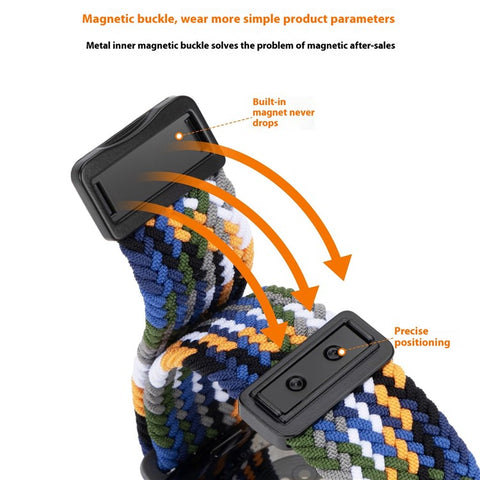 22mm Universal Wrist Strap Magnetic Buckle Nylon Braided Smart Watch Band