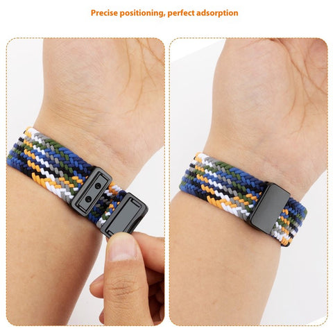 22mm Universal Wrist Strap Magnetic Buckle Nylon Braided Smart Watch Band